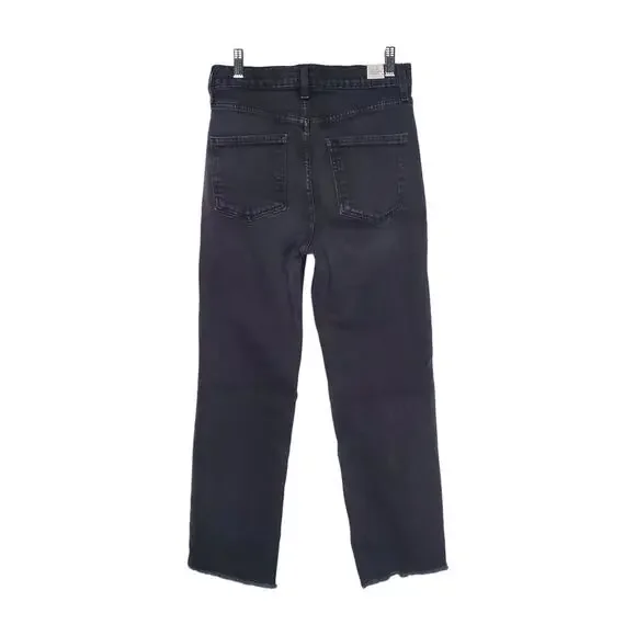 Frank & Eileen Monaghan Italian Vintage Denim Crop Jeans Black High Rise Size 28 - Picture 3 of 10